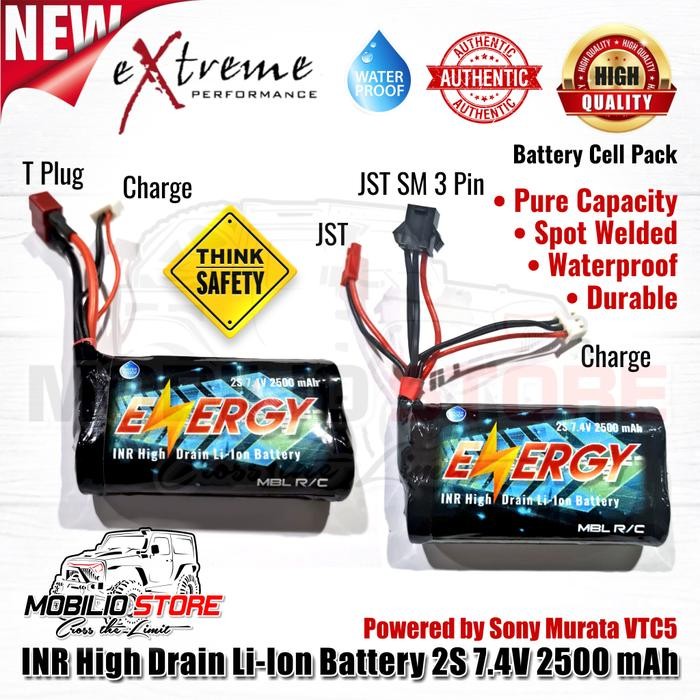 Baterai Inr Li Ion 7.4 Volt 2500 Mah High Drain Rc Ni Battery