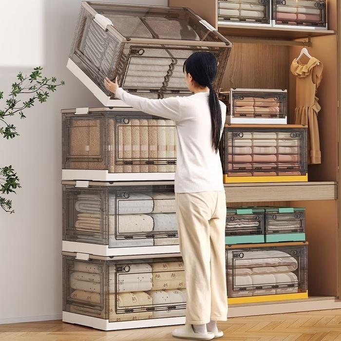 Storage Box Pakaian Kontainer Plastik Box Serbaguna Kotak Penyimpanan Plastik Lipat Yang Dapat