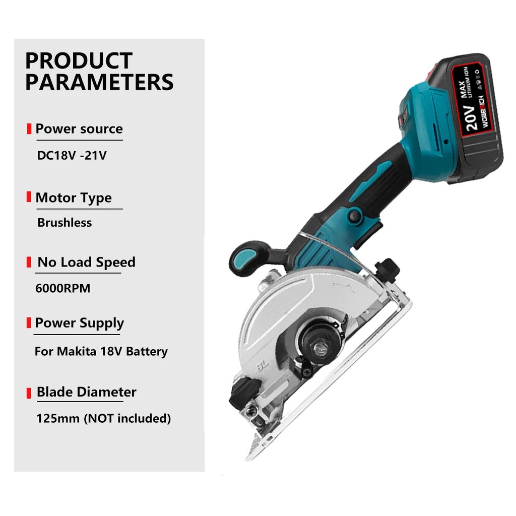 Brushless Wireless Charging Circular Saw 5-inch Brushless Electric Saw Woodworking Tools Compatible 