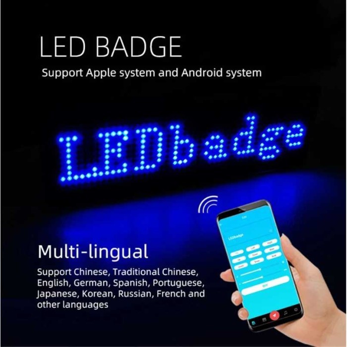 

Ready- Papan Nama Led Bluetooth Name Badge Running Text Merah Pesan Berjalan Display Screen Red