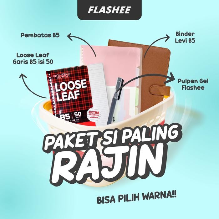 

Ready- Flashee Binder Paket Sekolah Set 4In1 Paket Binder B5 Ring 26 Kampus Kuliah Sudah Termasuk