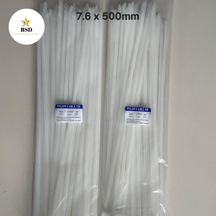 

Ready- Kabel Ties Cabel Tie 7.6 X 500Mm (50Cm) Warna Putih/Hitam 100Pcs Cv500Nylon Kabel Tie Cabel