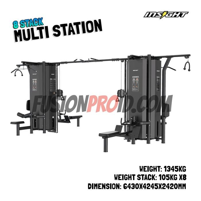 Insight 8 Stack Multi Station Re8023 Re8024Opt Alat Fitness Komersial Import