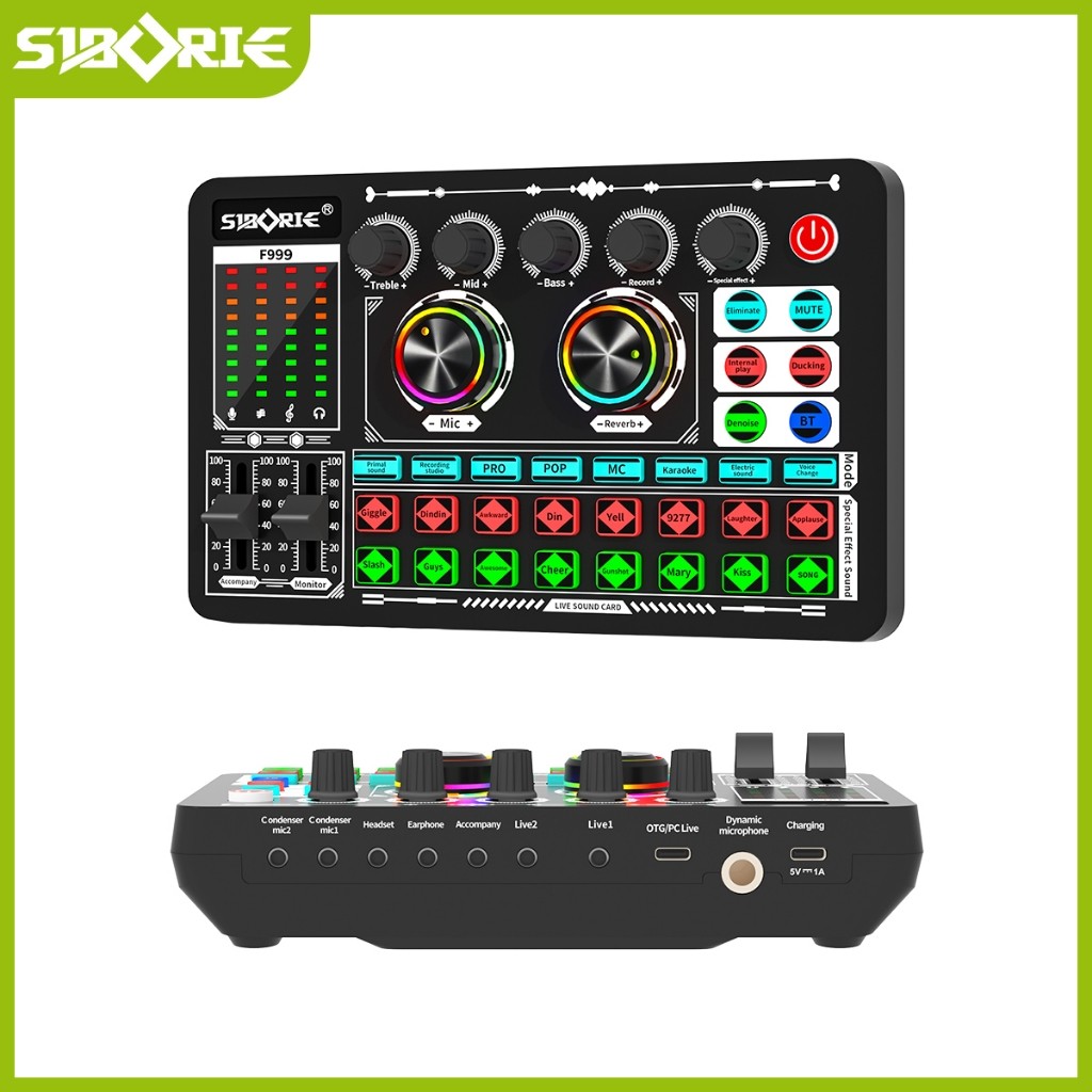 NEW PRODUCT SIBORIE F999 SOUNDCARD ORIGINAL PAKET LENGKAP MIXER BLUETOOTH SOUNDCARD FOR STREAMING