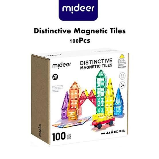 TERBARU - Mideer Magnetic tiles 60/100 pcs Magnetic Building Block
