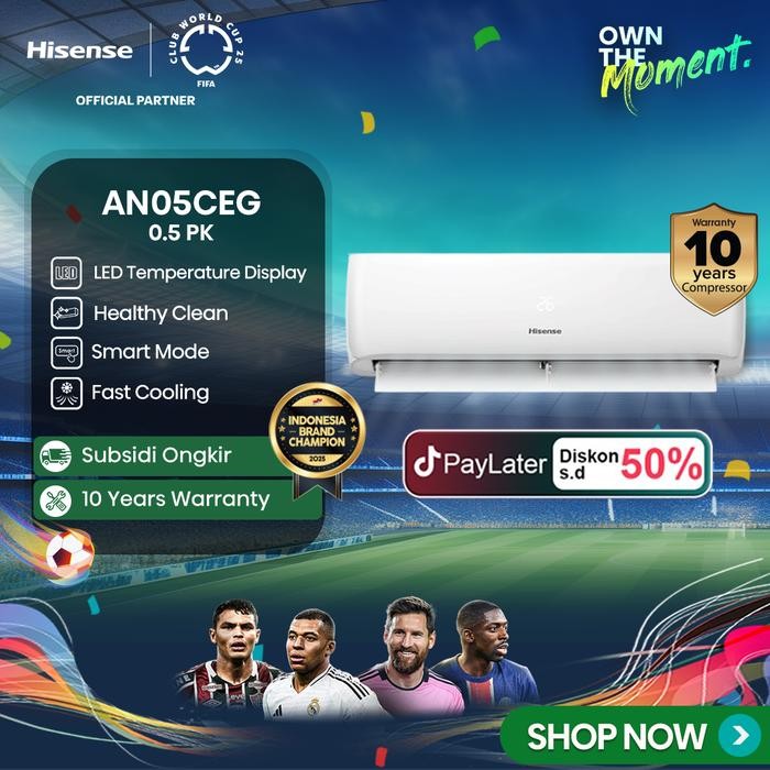 HISENSE-AN05CEG-0.5PK TERHEMAT AC 12 PK FULL SET -DINGIN KILAT-COCOK KAMAR TIDUR-AC MINI UNTUK
