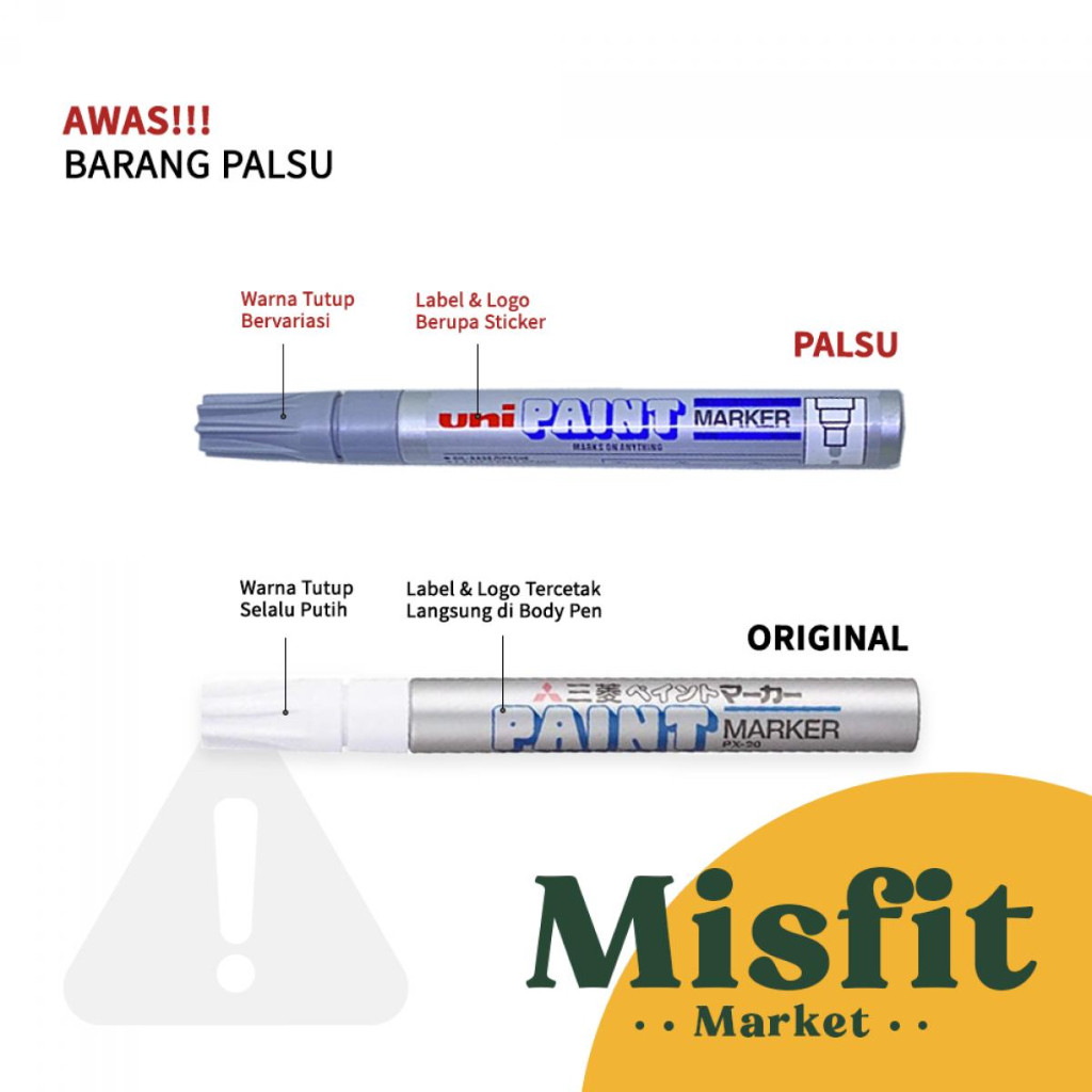 

UNI PAINT MARKER PX20 PX-20 Spidol Marker Bandel Tahan Kimia Gores Ban Speda Sepeda Besi Metal Kaca