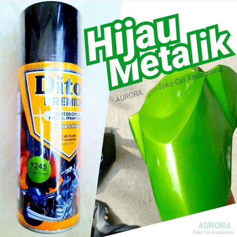 CAT PILOK DITON PREMIUM 9245 SNIPER GREEN HIJAU METALIK 400ML OTOMOTIF SENIPER HIJAU MUDA