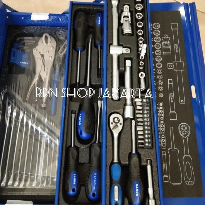 Populer Tool Kit Set 91 Pcs Sands With Metal Case Tool Box Set 91 Pcs Lengkap