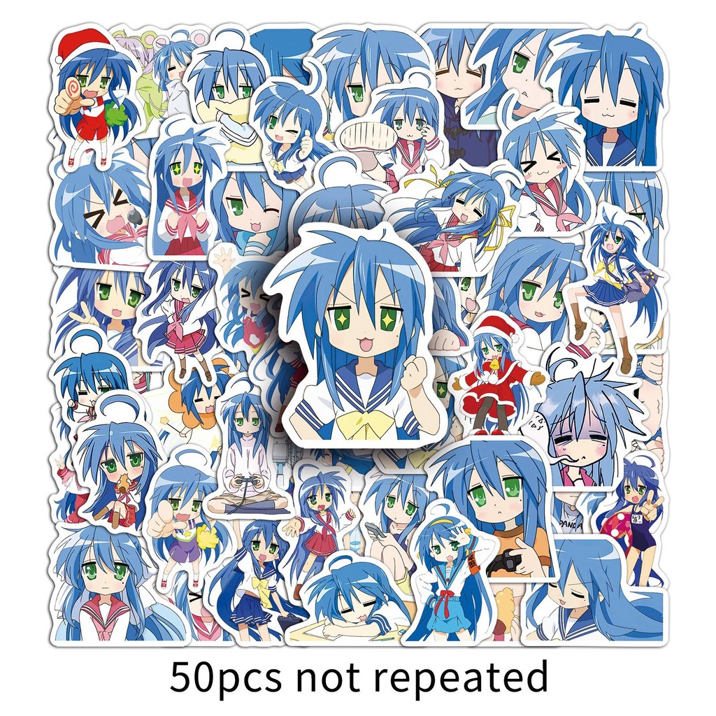 50Pcs Izumi Konata Lucky Star Stickers Kawaii Girls Cartoon Sticker Laptop Notebook Suitcase Bike
