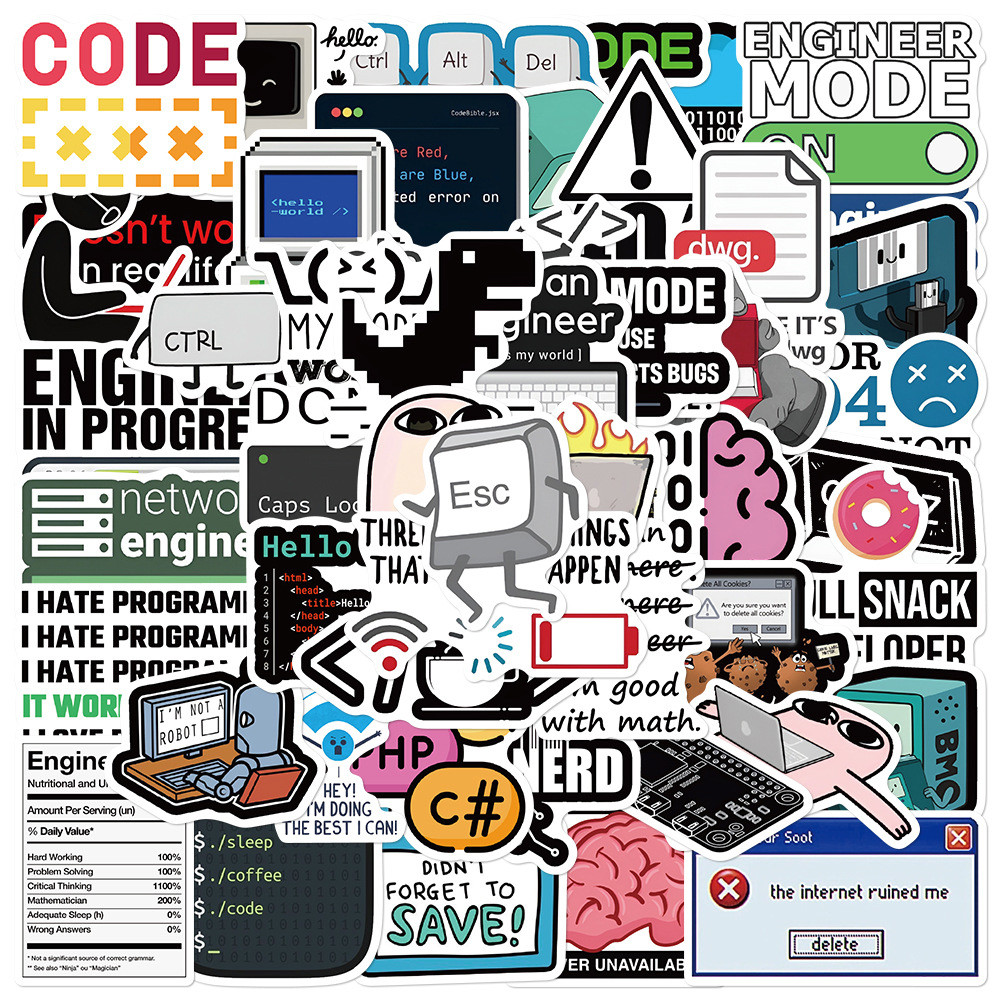 10/30/50Pcs Cute Programming Engineer It Stickers Laptop Water Bottle Scrapbook Luggage Notebook Fun