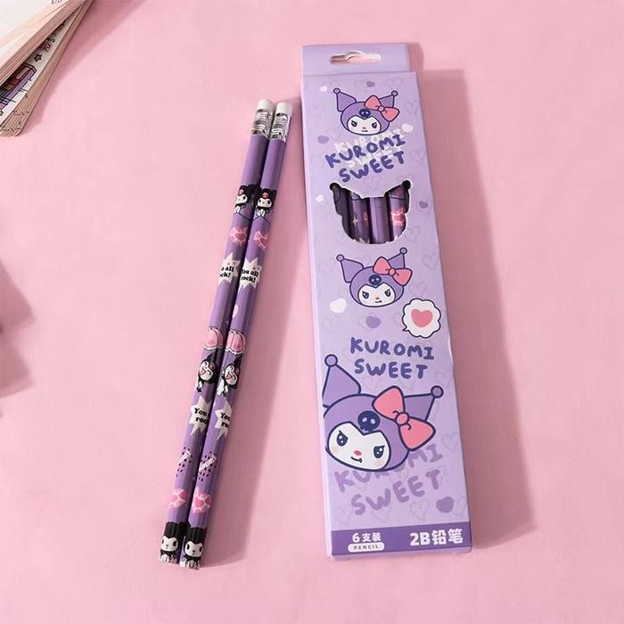 

ID COD PENSIL MOTIF SANRIO 1 SET ISI 6 PCS / PENSIL SET MOTIF KUROMI CINNAMOROLL / PENSIL INCLUDE