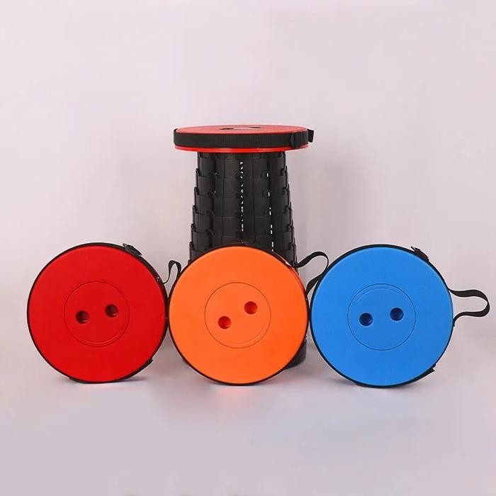 KURSI LIPAT BULAT PORTABLE BANGKU LIPAT OUTDOOR KURSI PANCING PLASTIK - DELI CHAIR Camping *