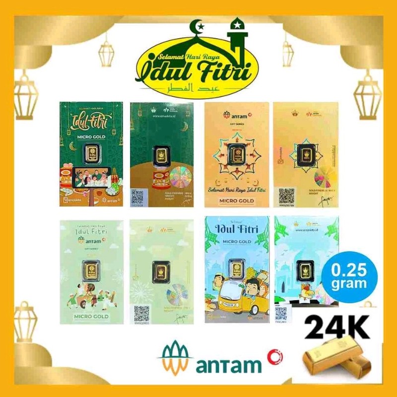 LM LOGAM MULIA ANTAM 0,25 0.25 GRAM HARTADINATA EMAS KITA IDUL FITRI LEBARAN EID MUBARAK KARTU