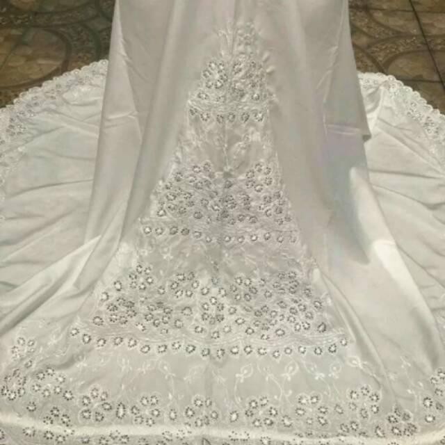 Mukena Katun Bordir Punggung Padang Asli Mukena Putih Baru