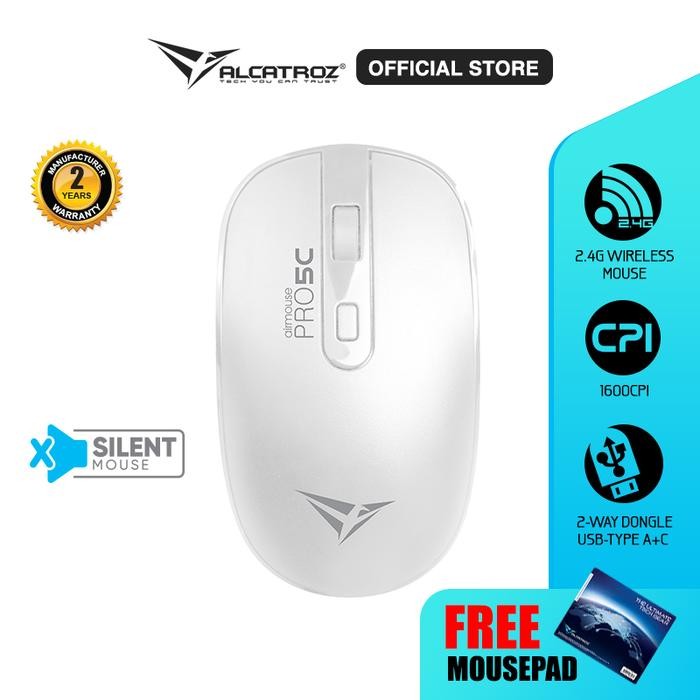 Mouse Wireless Alcatroz AirMouse Pro 5C Silent Click Wireless Mouse