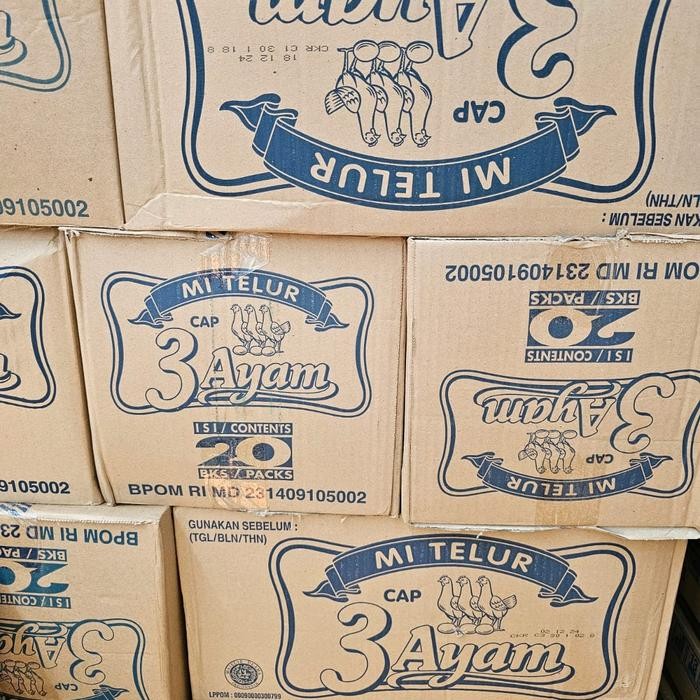 

Kualitas Terjamin Mie Telur Cap Tiga Ayam 200Gr-1Dus Isi 20Pax Noodles