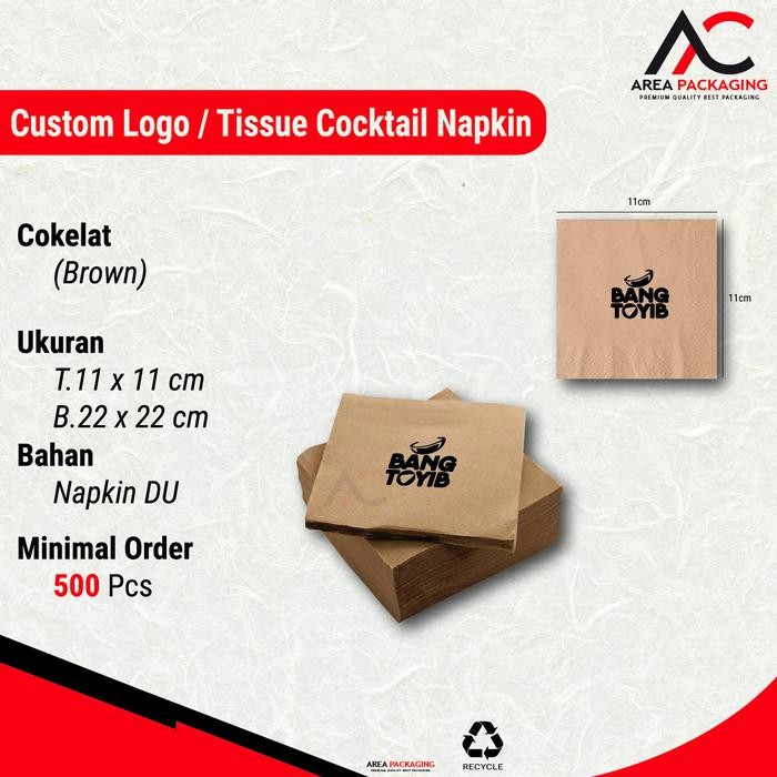 TISSUE BROWN COCKTAIL NAPKIN - CUSTOM LOGO - 100'S