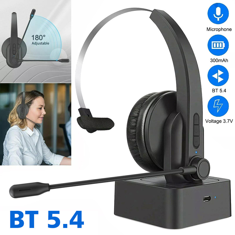 Bluetooth Headset With Mic Wireless Noise Reduction Headphones Hands-free Call For PC Laptop Call Ce
