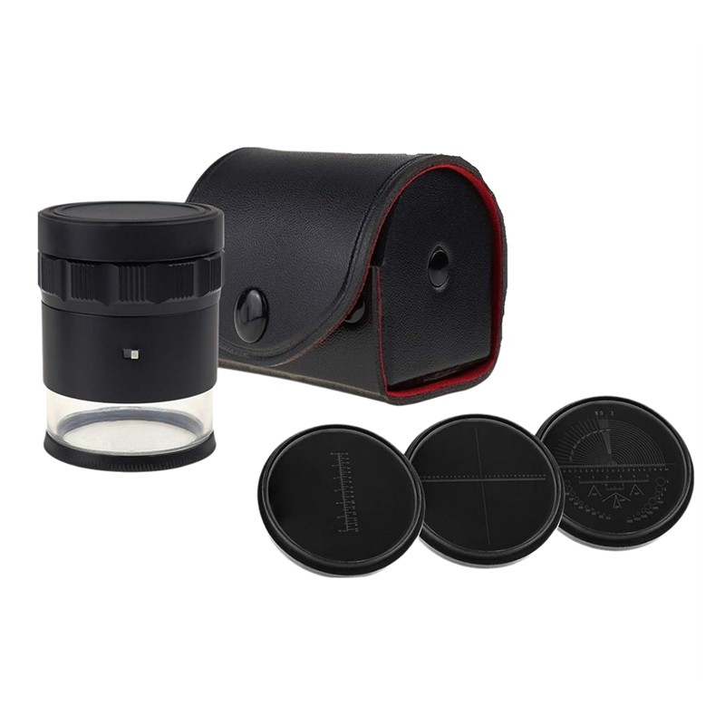 A69F-10X Loupe Magnifier, Jewelers Loupe 8 LED Light 4 Glass Scale Chart Loupe Magnifier 25Mm Field 