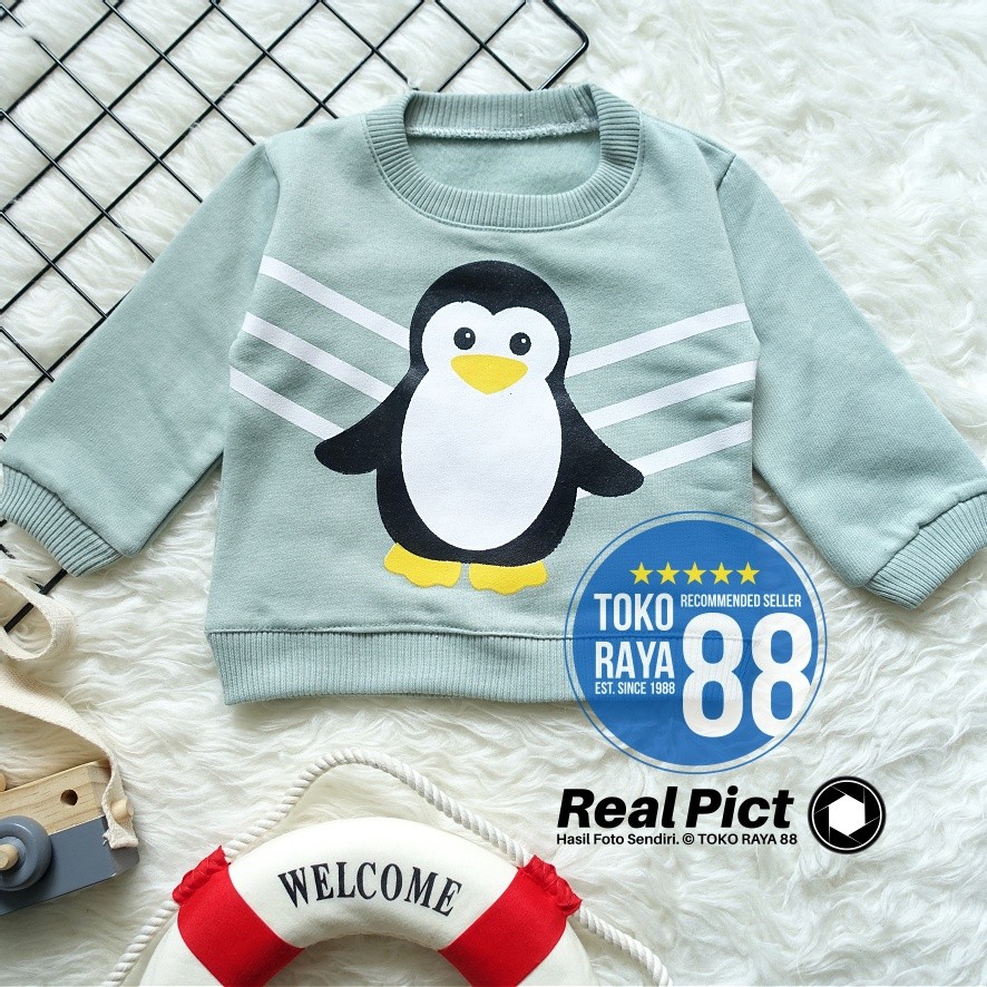 [Sjk-Rf17] Toko Raya 88, Setelan Sweater Fleece Anak 1 - 2 Tahun, Jaket Bayi Red Forest Penguin