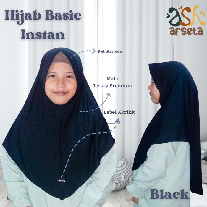Khayr- Jilbab Instan Bergo Anak Perempuan Basic 2 - 10 Tahun Bahan Jersey Premium Muslim