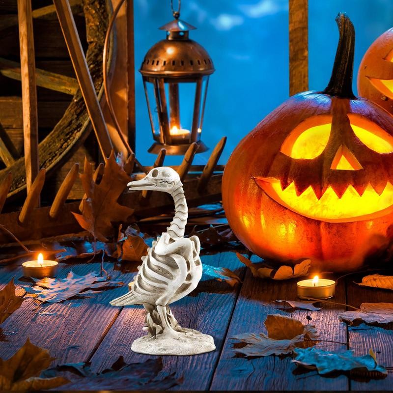 Skeleton Duck Figure Horror Halloween Skeleton Duck Desktop Figurine Scary Statue Haunted House Scen