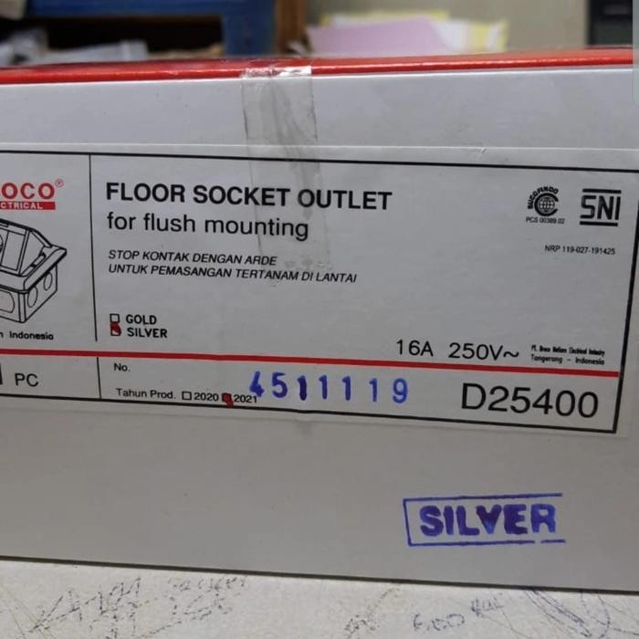 Stop kontak lantai STOP KONTAK + BL D25400 SILVER - BROCO