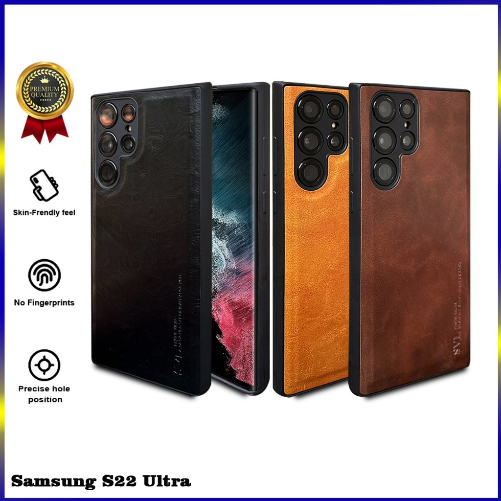 [ CUCI GUDANG ] Casing Hp Samsung S22 Ultra  Case SVL Leather Casing Slim Softcase Kulit