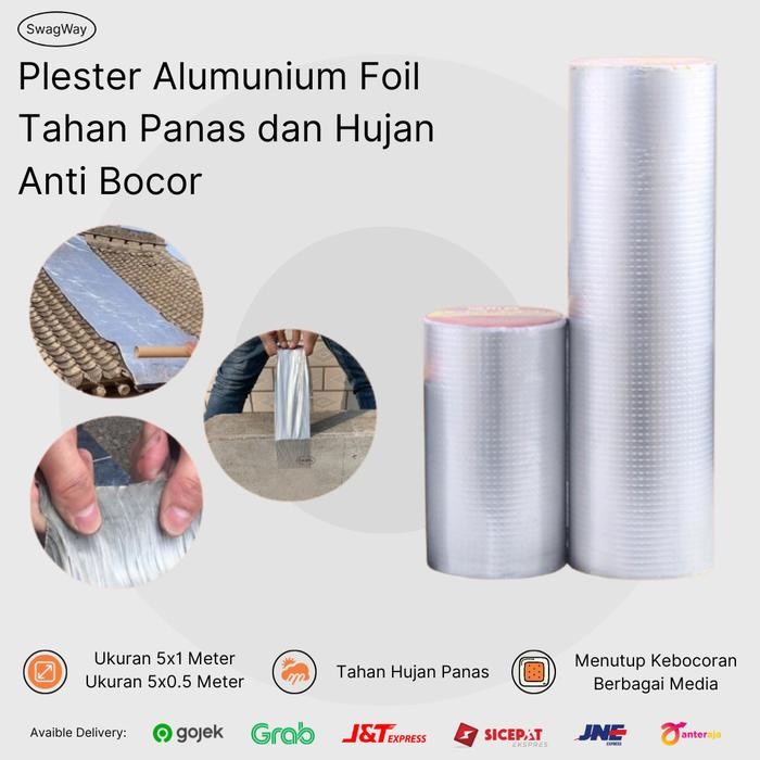 Ready Plester Alumunium Karet Butyl Lakban Talang Atap Tape Anti Bocor 50Cm