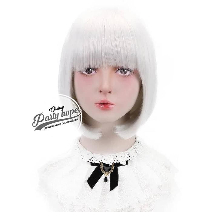 wig bob / wig poni pendek / rambut palsu bob murah / wig bob putih