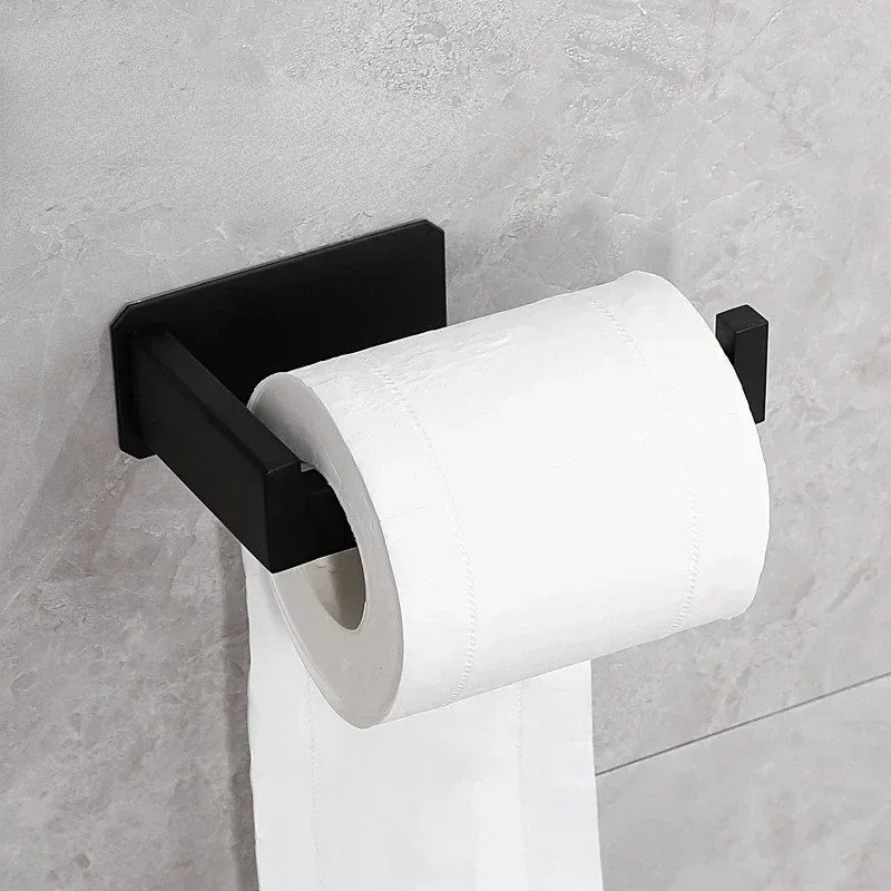 

Stainless Steel Toilet Roll Holder Self Adhesive In Bathroom Tissue Paper Holder Black Finish Easy