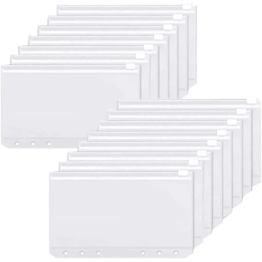 

Binder Pockets A6 6-Hole Zipper Binder Pockets Waterproof Pvc Cash Budget Envelopes Loose Leaf Bag