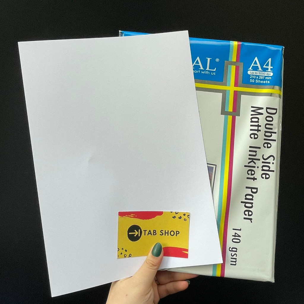 

TAB SHOP - C DOUBLE SIDE E INKJET PAPER 140 GSM A4 50 LEMBAR - KERTAS SERTIFIKAT DUA SISI E INKJET