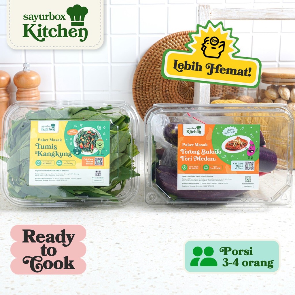 

Bundle - Sayurbox Kitchen Paket Masak Tumis Kangkung & Terong Balado Teri Medan 1 pack