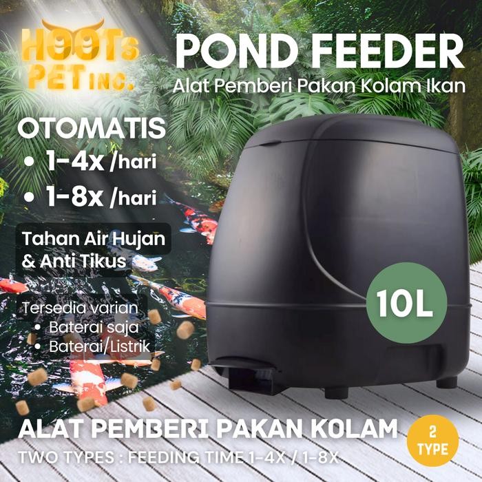 Automatic Pond Feeder Kolam Ikan 10L Auto Fish Food Timer Pemberi Makan Pakan Autofeeder Koi