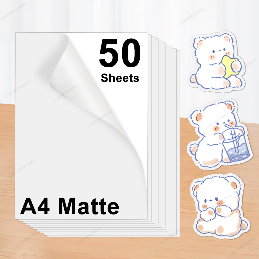 

20/50Sheets Matte Printable Vinyl Sticker Paper Waterproof A4 Printing Paper For Inkjet Printer Diy