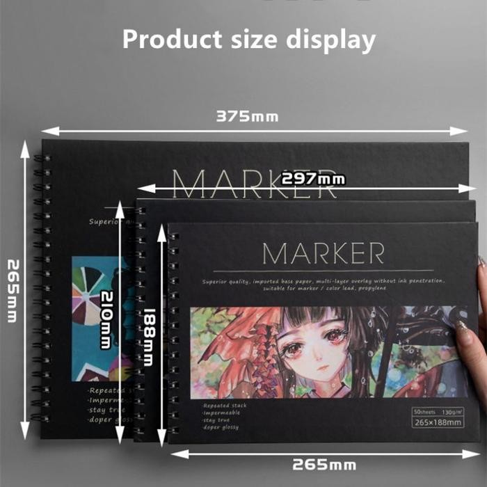

50 Sheets Marker Pad No Penetration Paper A4 Hardcover Sketchbook #Gratisongkir