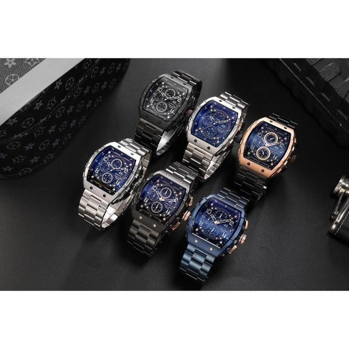DISKON Evans Jayden Jam Tangan Pria 9554-2 Rantai Stainless Steel Kaca Sapphire Chronograph Water