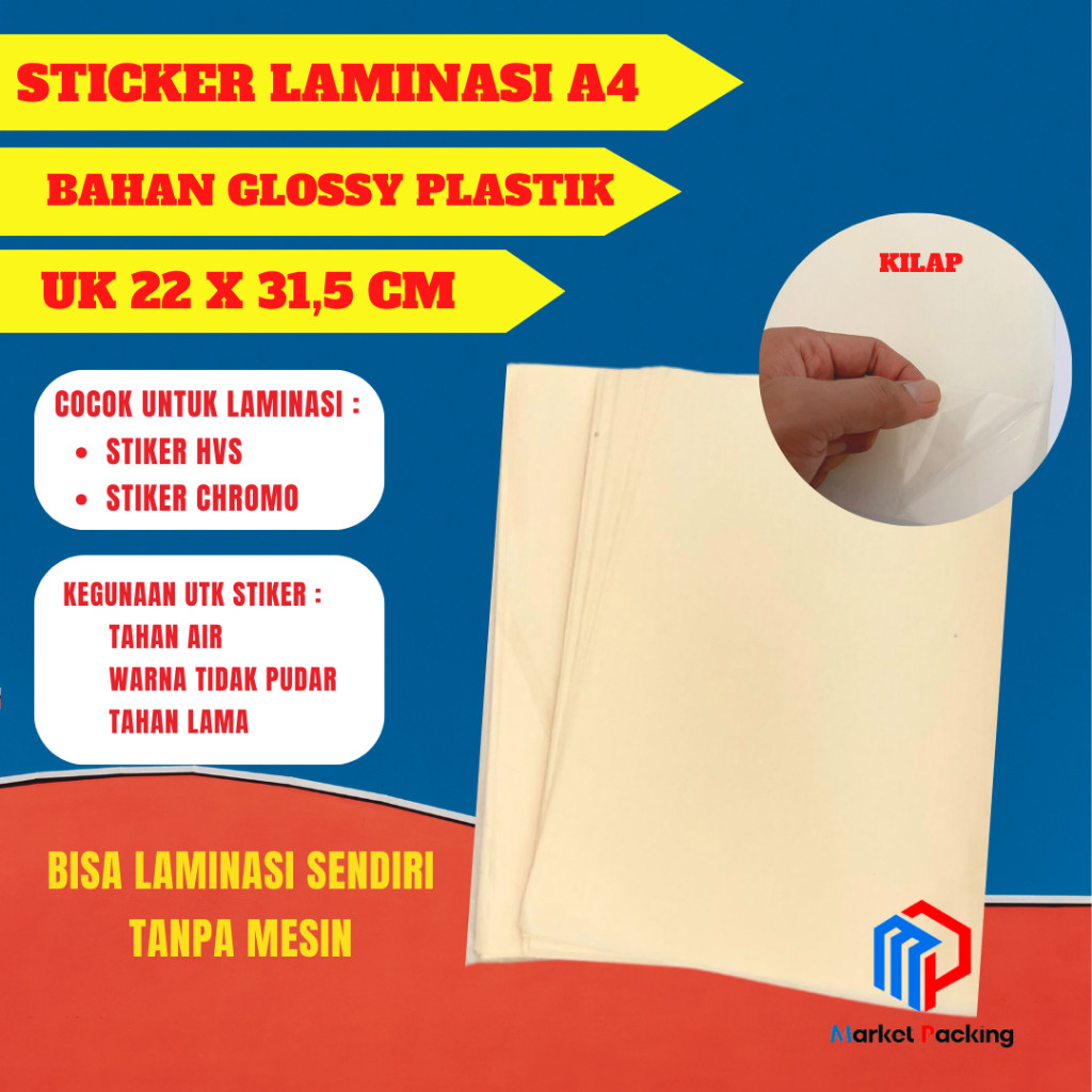 

Stiker Laminasi Dingin Glossy / Doff A4