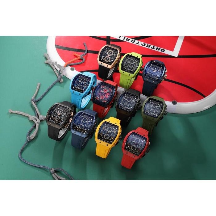 DISKON jam tangan Evans Jayden Jam Tangan Pria 9554-2 Rubber Kaca Sapphire Chronograph Water