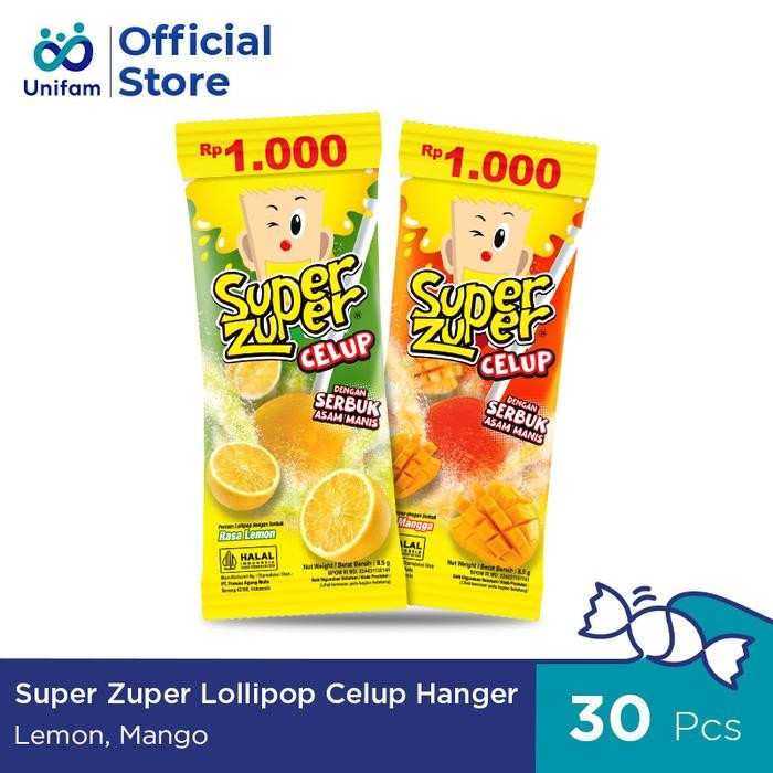 

PastikanTerjaminMutunya- Super Zuper Lollipop Celup Hanger (1 Bag 30pcs) - Lemon & Mangga
