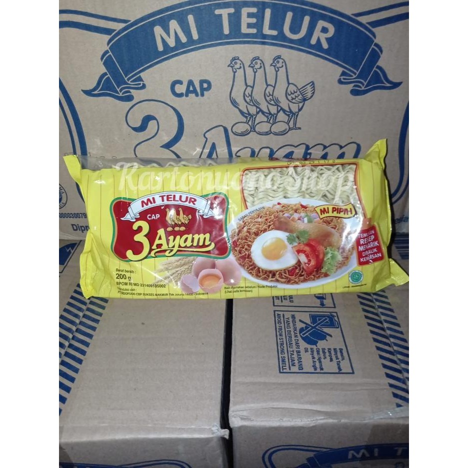 

PastikanTerjaminMutunya- Mie Telur Telor Cap 3 Ayam Per Dus isi 20 Bungkus