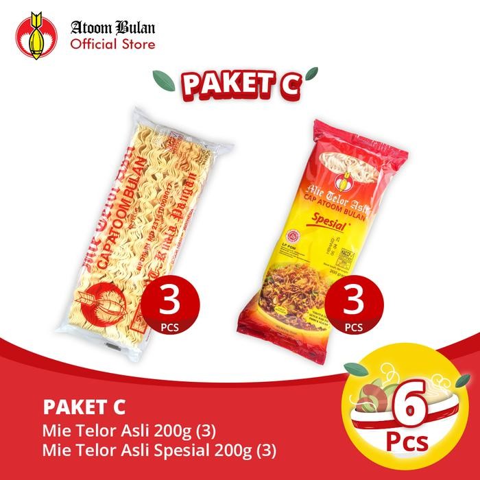 

SemuAReadyYaB0Zq- Paket C - Mie Telor Asli Cap Atoom Bulan (3 pcs) + Spesial (3 pcs)