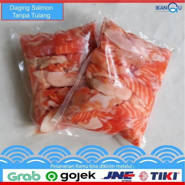 

PastiFreShNya- PROMO Tetelan salmon Tanpa Tulang 1 kg/daging salmon/tetelan salmon