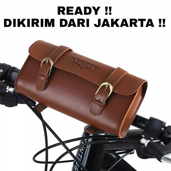 PREMIUM tas sepeda vintage bahan kulit tas jas hujan motor retro klasik
