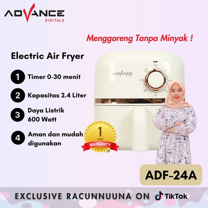 Product Laris Exclusive Racunnuuna - Advance Air Fryer Adf-24A/Adf24A Mesin Penggoreng Elektrik