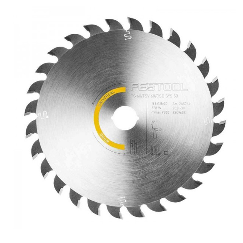FESTOOL 205764 Universal Wood Saw Blade 168x1.8x20x28Tooth High Quality Steel Sharp Cuting Circular 