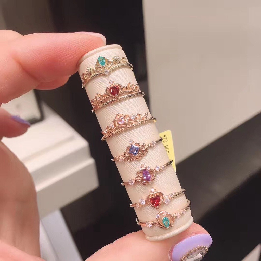 Cincin Adjustable Disney Princess Ring 925 Silver Open Crown Rings Dan Kalung Disney