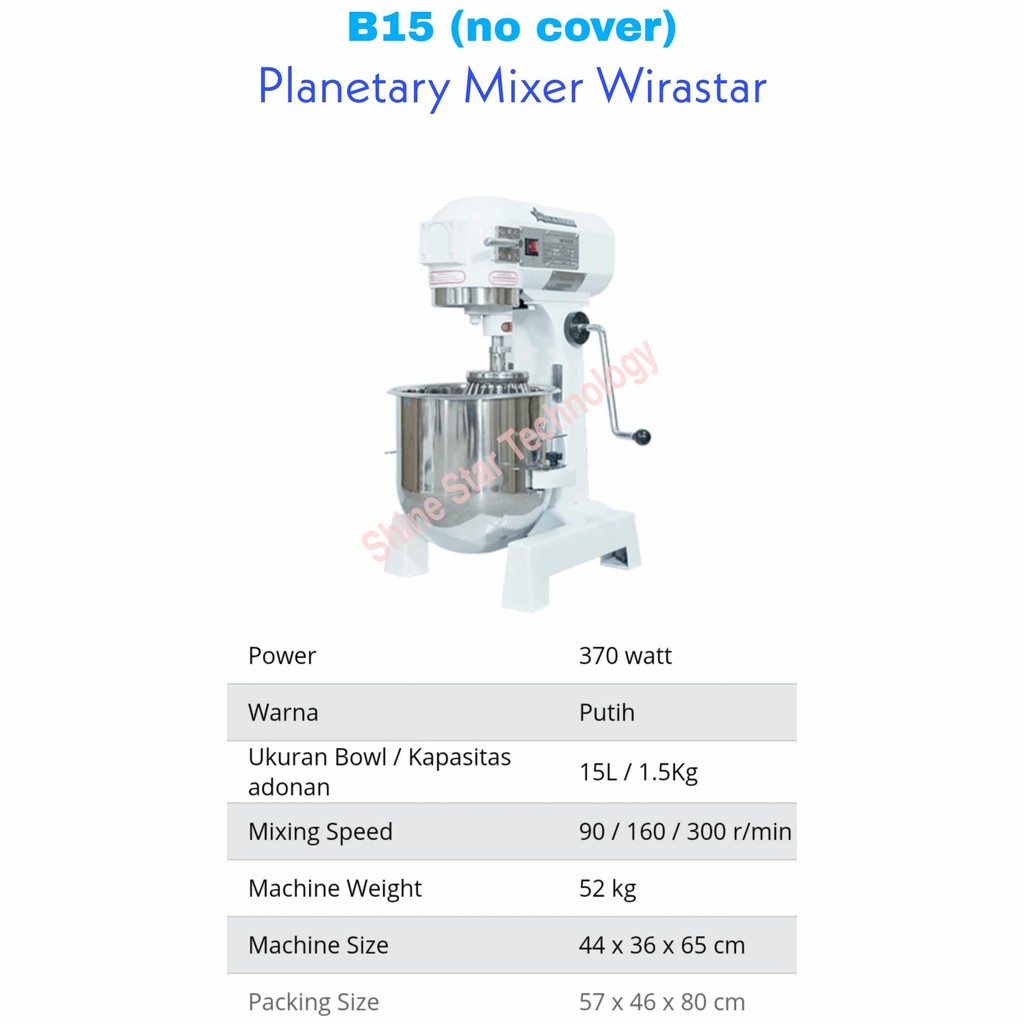 WIRASTAR PLANETARY MIXER 15L NO COVER MIXER PENGADUK ADONAN 15L B-15 WIRASTAR
